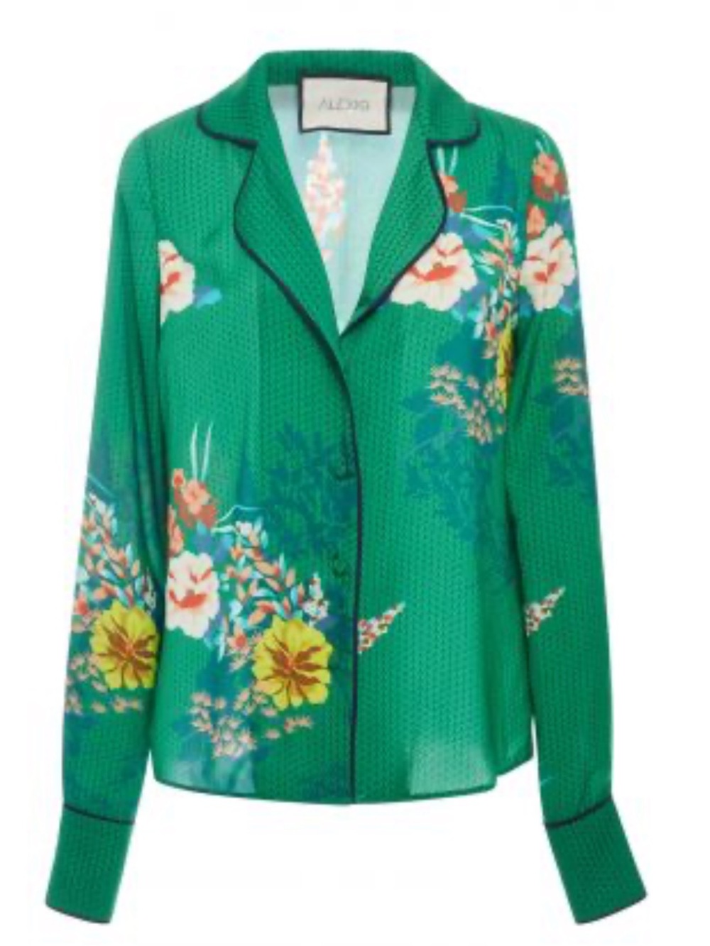Alexis Vibrant Green Brisa Floral Maximalist Button-Front Blouse